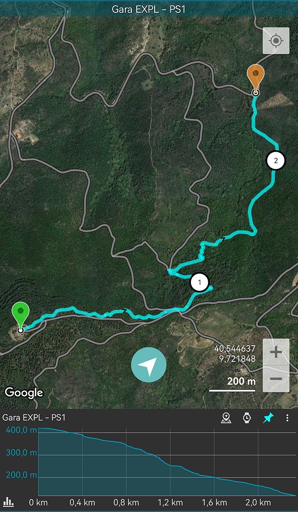 geolocalizzazione del tracciato